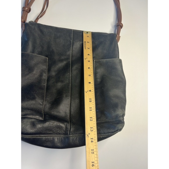 Vtg Y2K Grunge Faded Black Leather Shoulder Bag Women City Street - Picture 9 of 14